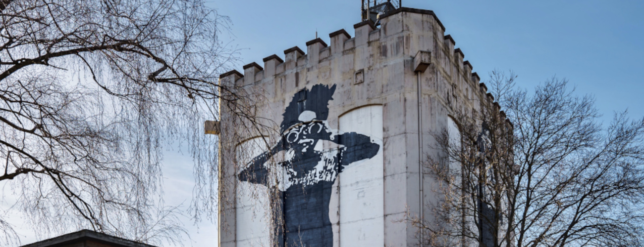 Bunker mit Motiv in der Überseestadt - Quelle: WFB / Krause