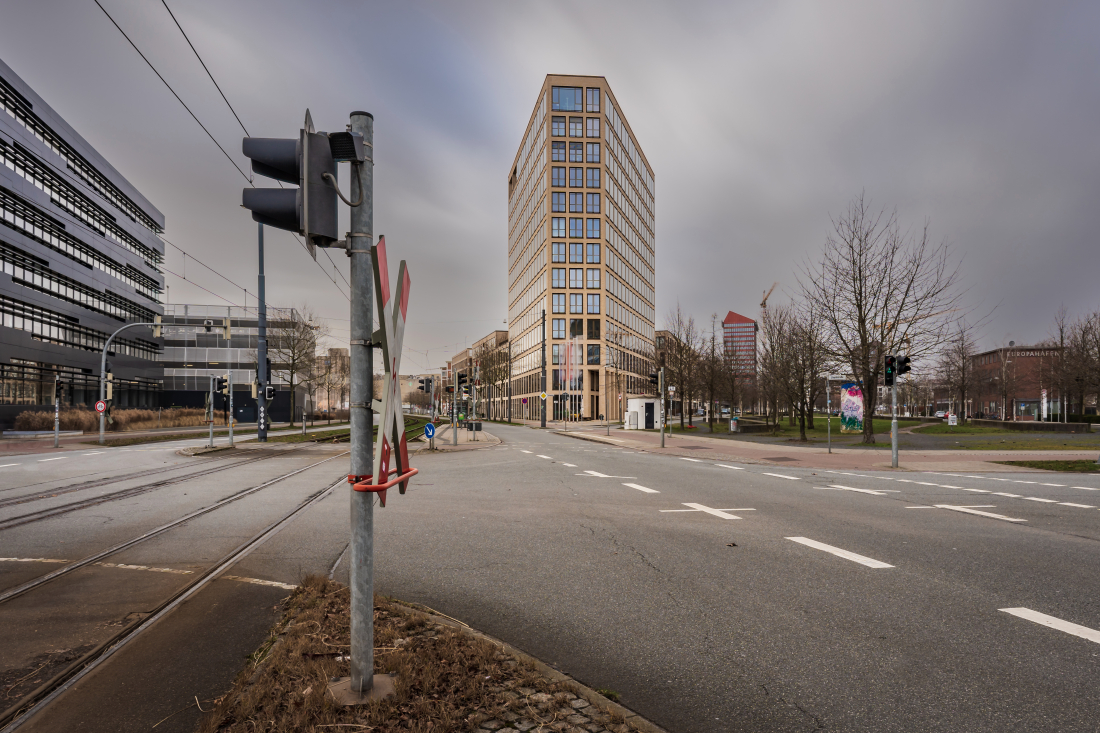 Das Gebäude namens Bömers Spitze in der Überseestadt Bremen 