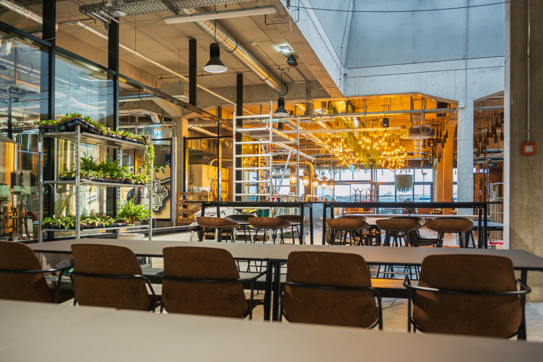 Seating area in Högen Eck in the overseas island's rice warehouse