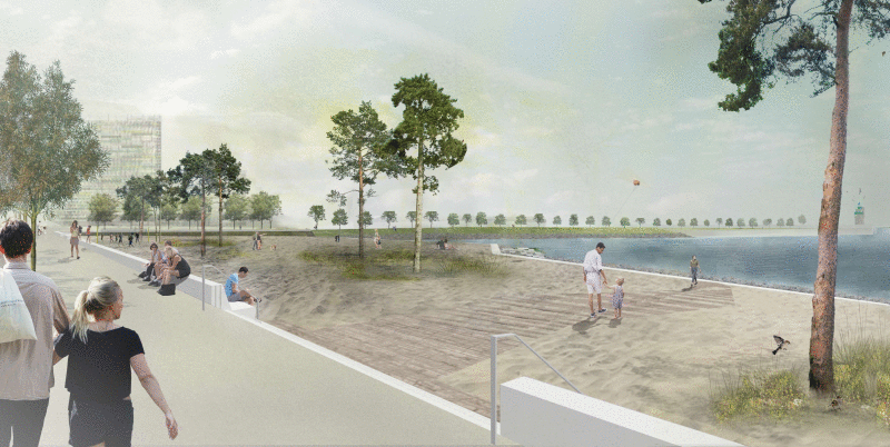 Visualisierung des Projektes Strandpark Waller Sand (ehemals "Weiche Kante") Visualisierung des Projektes Strandpark Waller Sand (ehemals "Weiche Kante")