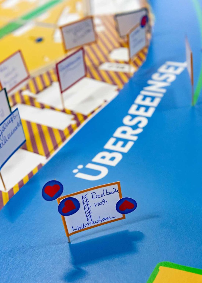 Detailaufnahme bei der Auftaktveranstaltung zur Quartiersplanung Überseeinsel Detailaufnahme bei der Auftaktveranstaltung zur Quartiersplanung Überseeinsel