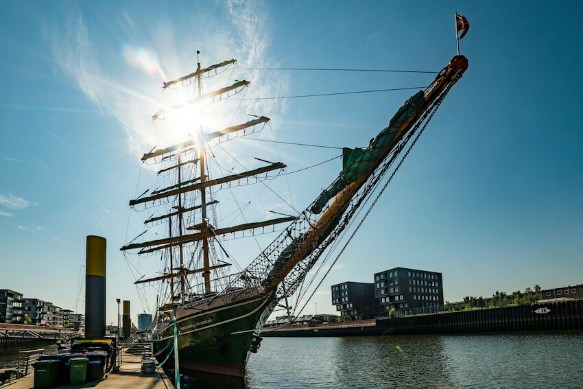The sailing ship "Alexander von Humboldt" 2016 in the Europahafen Bremen