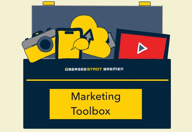 Zeichnung einer Toolbox für Marketingservice